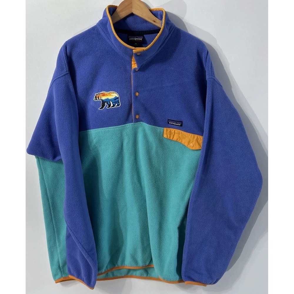 Mens Patagonia Synchilla Snap-T Pullover Purple Teal Colorblock 25580 Sz XXL 2XL